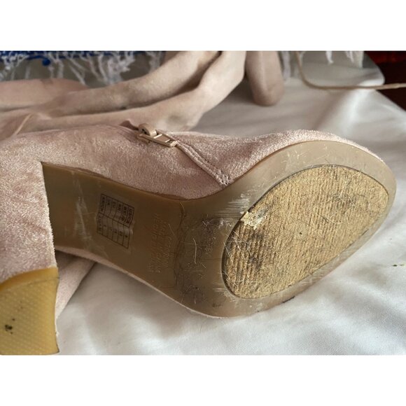 Forever 21 faux ultra suede thigh high boots in pale pink Size 6 - Picture 2 of 5